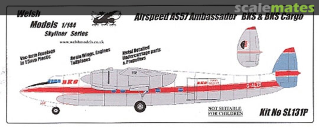 Boxart Airspeed AS57 Ambassador BKS & BKS Cargo SL131P Welsh Models