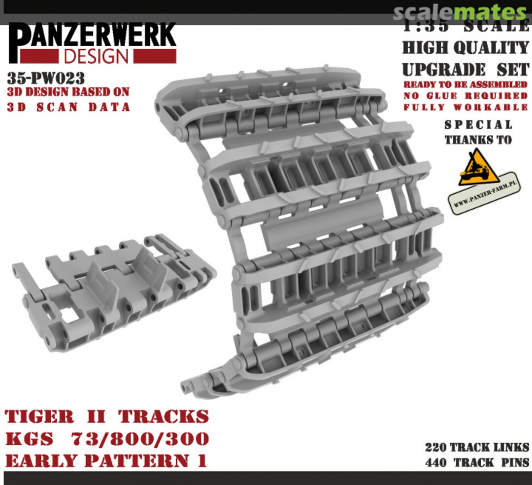 Boxart Tiger II Tracks Kgs 73/800/300 Early Pattern 1 35-PW023 Panzerwerk design Boxart Tiger II Tracks Kgs 73/800/300 Early Pattern 1 35-PW023 Panzerwerk design