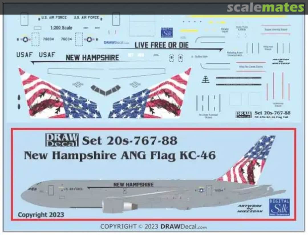 Boxart USAF KC-46A New Hampshire ANG US Flag Tail 44s-767-88 Draw Decal Boxart USAF KC-46A New Hampshire ANG US Flag Tail 44s-767-88 Draw Decal