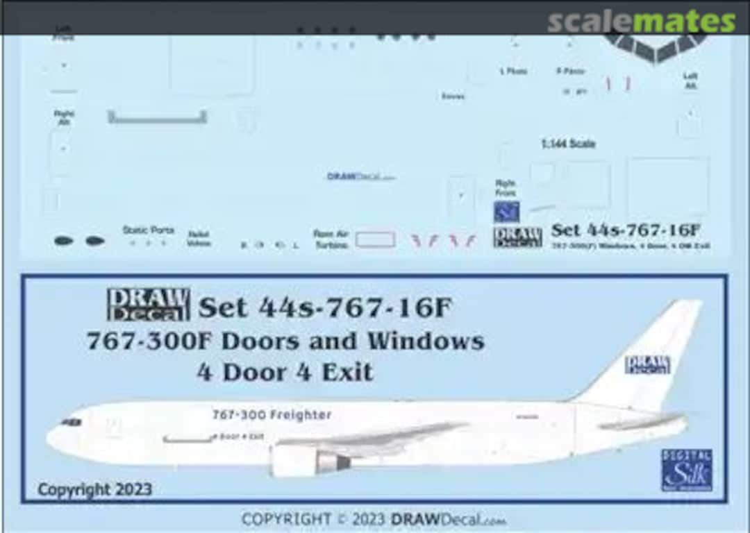 Boxart Boeing 767-300F Windows, 4 Door, 4 Overwing Exits 44-767-16F Draw Decal Boxart Boeing 767-300F Windows, 4 Door, 4 Overwing Exits 44-767-16F Draw Decal