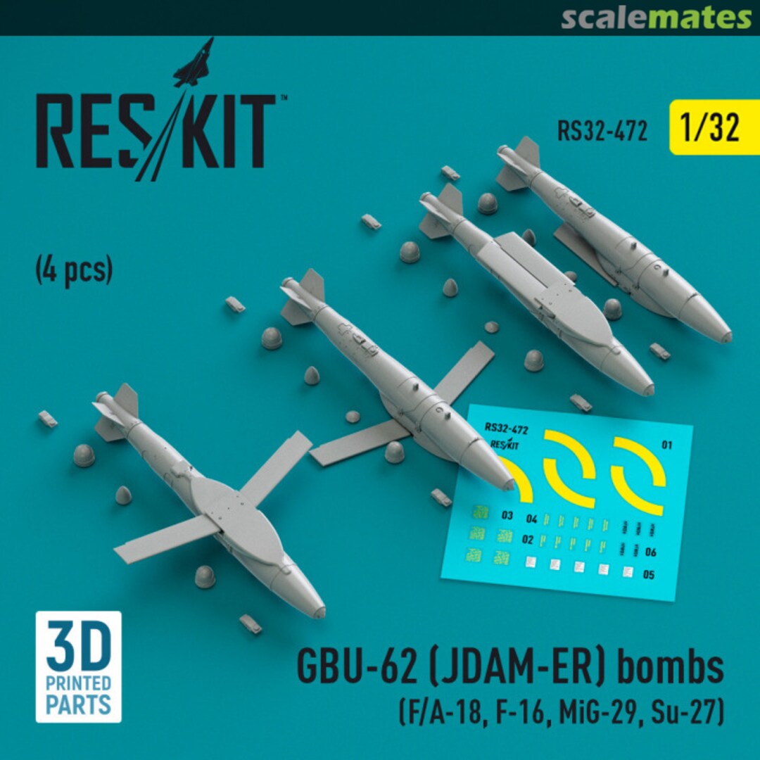 Boxart GBU-62 (JDAM-ER) bombs (4 pcs) RS32-0472 ResKit Boxart GBU-62 (JDAM-ER) bombs (4 pcs) RS32-0472 ResKit