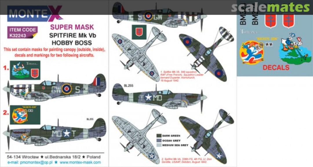 Boxart Spitfire Mk Vb "RAF & USAAF" K32243 Montex Boxart Spitfire Mk Vb "RAF & USAAF" K32243 Montex