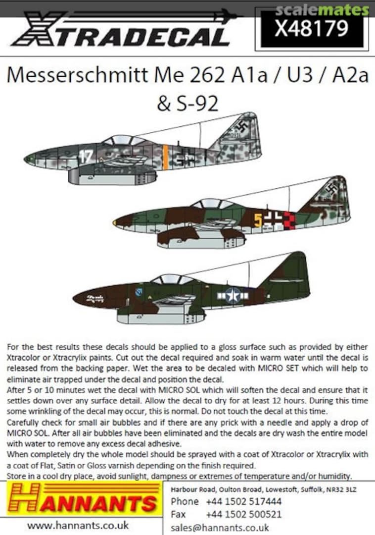 Boxart Messerschmitt Me 262 X48179 Xtradecal Boxart Messerschmitt Me 262 X48179 Xtradecal
