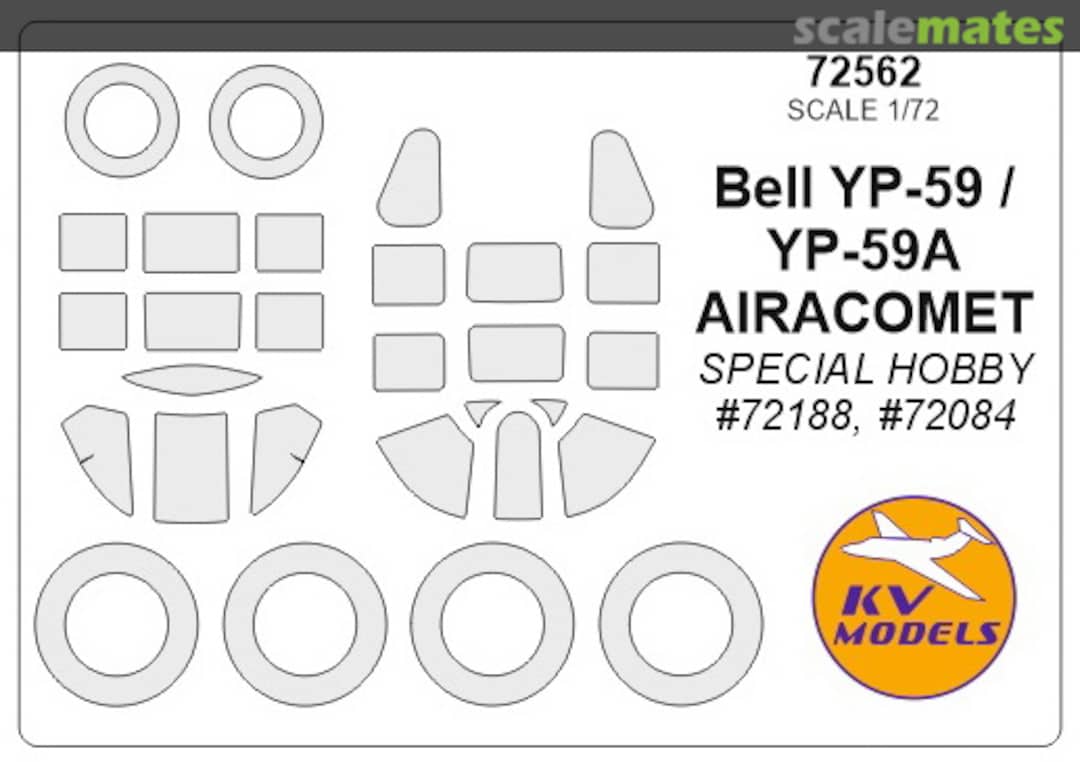 Boxart Bell YP-59 / YP-59A Airacomet painting mask 72562 KV Models Boxart Bell YP-59 / YP-59A Airacomet painting mask 72562 KV Models