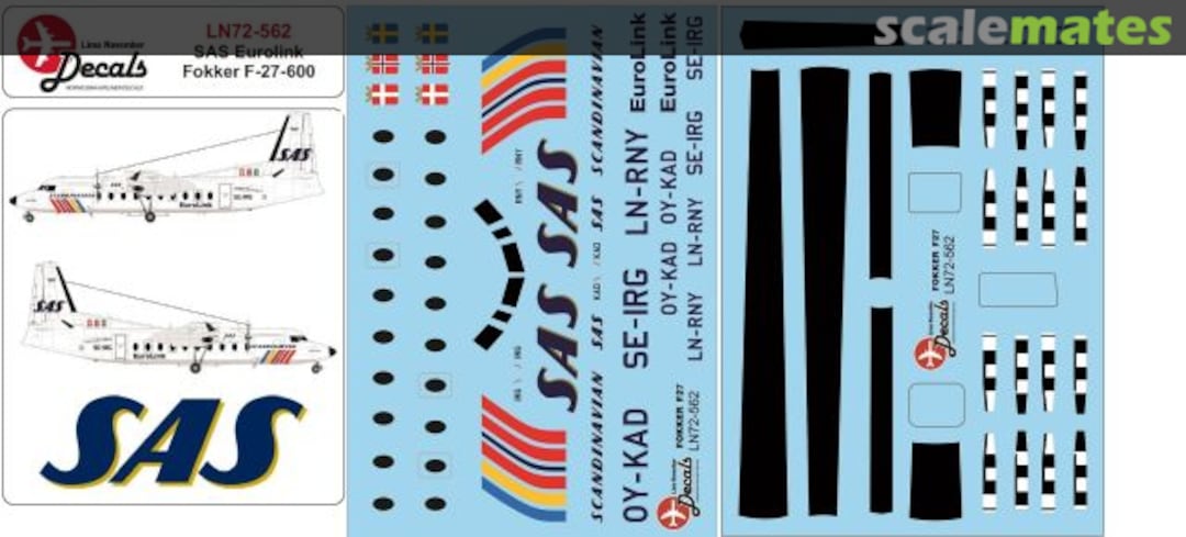 Boxart SAS Eurolink Fokker F-27-600 including masks for both Airfix and Esci kits LN72-562 Lima November Decals Boxart SAS Eurolink Fokker F-27-600 including masks for both Airfix and Esci kits LN72-562 Lima November Decals