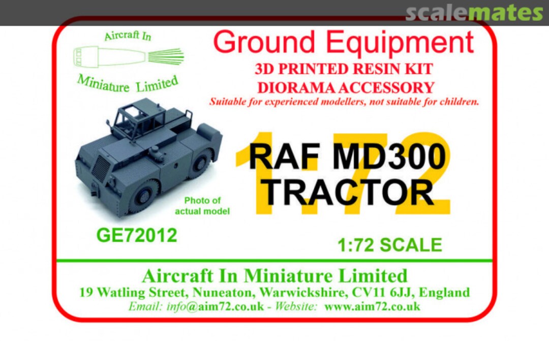 Boxart RAF MD300 tractor GE72012 Aircraft In Miniature Ltd