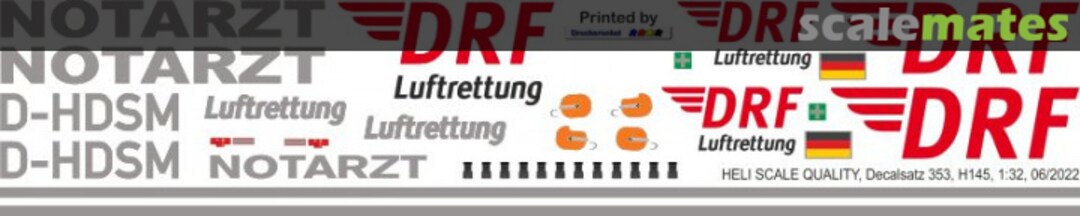 Boxart H145 / EC 145T2 - DRF - D-HDSM Decal 353 Heli Scale Quality Boxart H145 / EC 145T2 - DRF - D-HDSM Decal 353 Heli Scale Quality