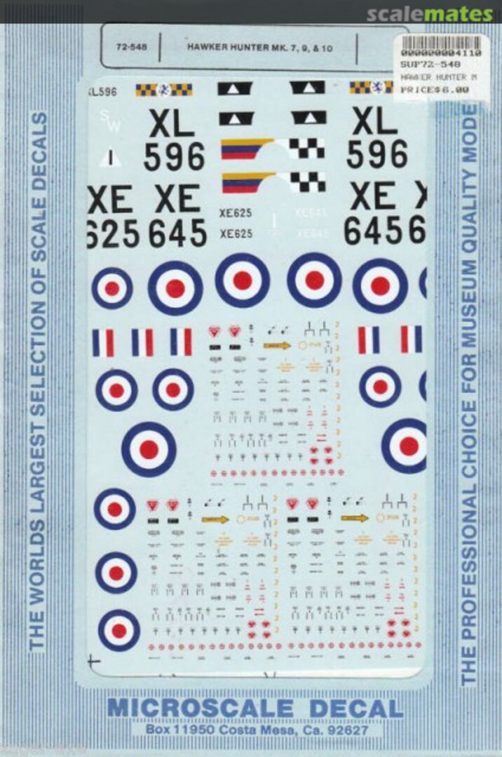 Boxart Hawker Hunter RAF Mk.7, Mk.9, & Mk.10 72-548 SuperScale International Boxart Hawker Hunter RAF Mk.7, Mk.9, & Mk.10 72-548 SuperScale International