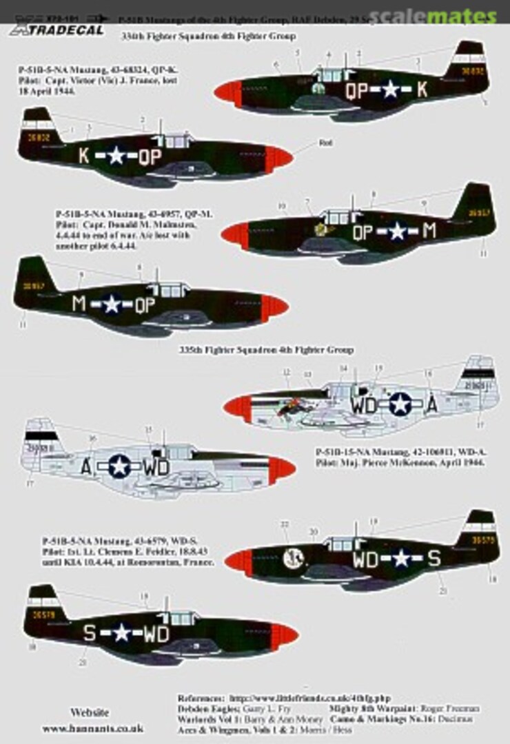 Boxart P-51B Mustang 4FG RAF Debden X72-101 Xtradecal