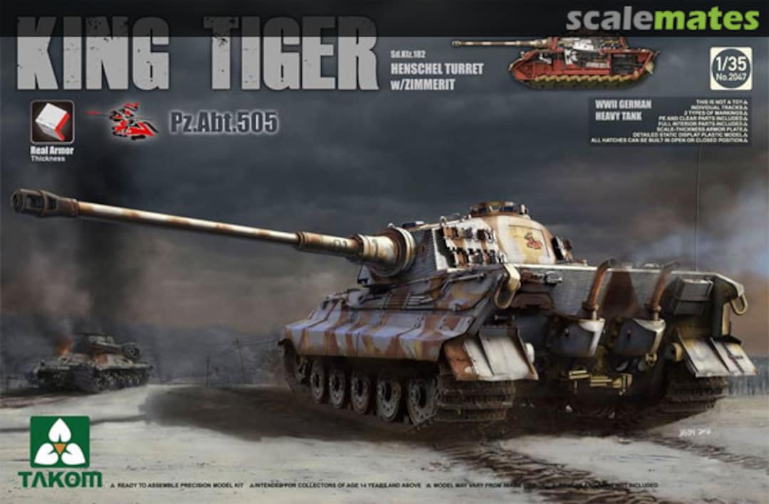 Boxart King Tiger Henschel Turret w/Zimmerit Pz.Abt.505 2047S Takom Boxart King Tiger Henschel Turret w/Zimmerit Pz.Abt.505 2047S Takom