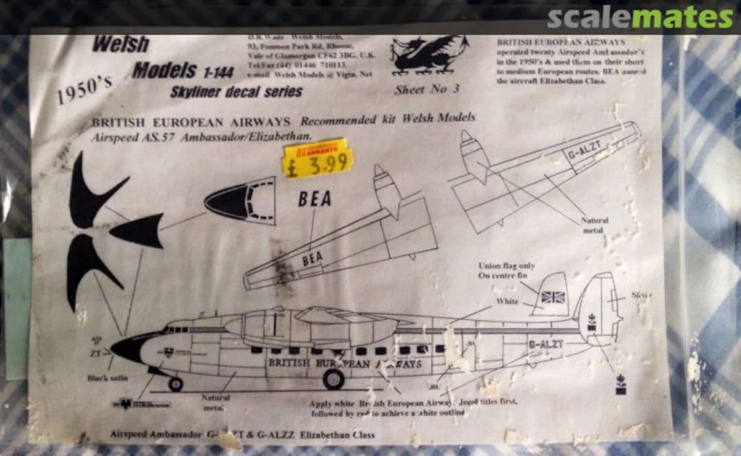 Boxart 1950's British European Airways 3 Welsh Models Boxart 1950's British European Airways 3 Welsh Models