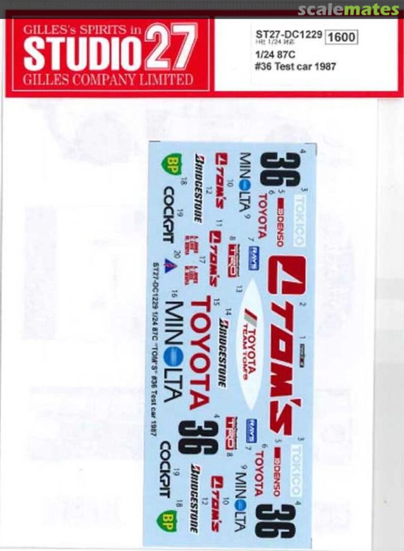 Boxart Toyota 87C Group C sponsored by Minolta - Test version 1987 ST27-DC1229 Studio27