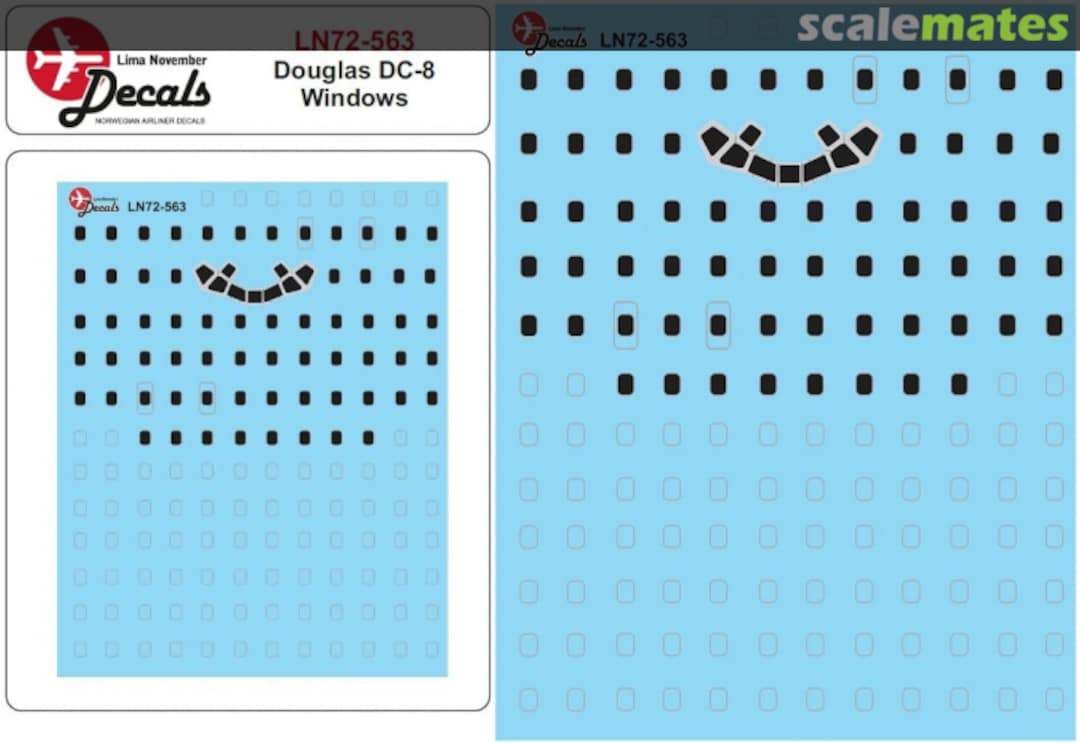 Boxart Douglas DC-8 windows in 1/72 LN72-563 Lima November Decals Boxart Douglas DC-8 windows in 1/72 LN72-563 Lima November Decals