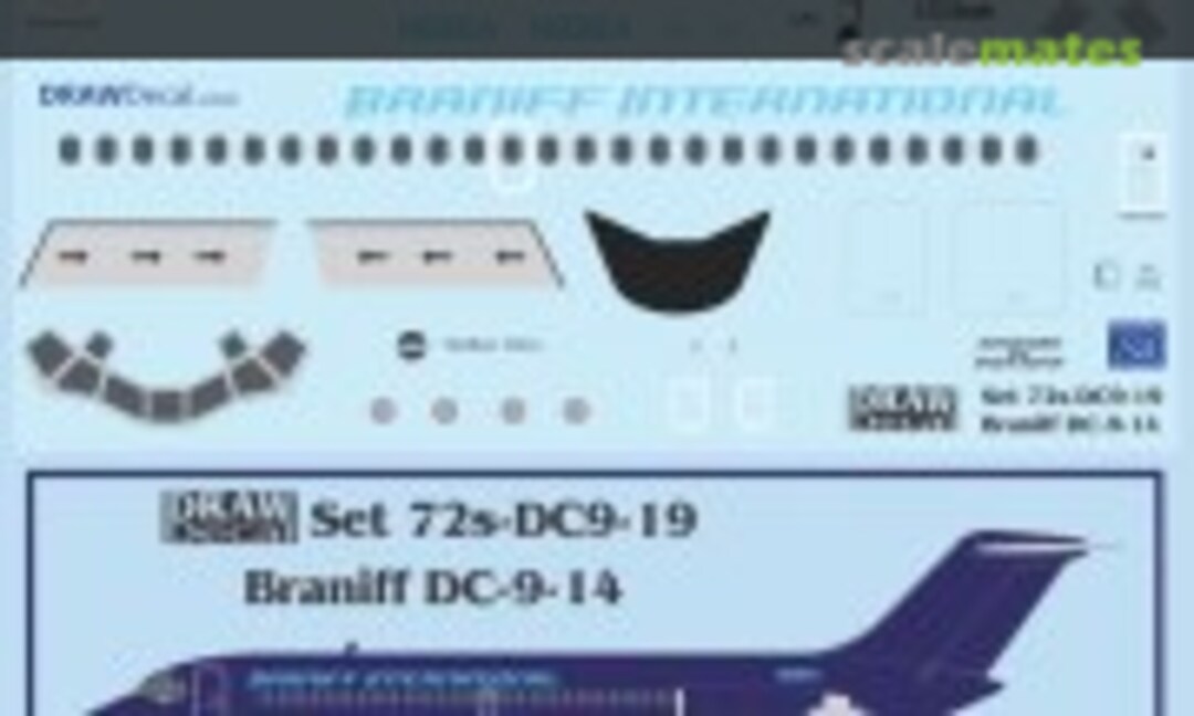 1:72 Braniff DC-9-14 (Draw Decal 72-DC9-19) 72-DC9-19