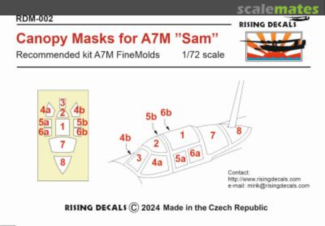 Boxart Canopy Mask for A7M "Sam" RDM-002 Rising Decals