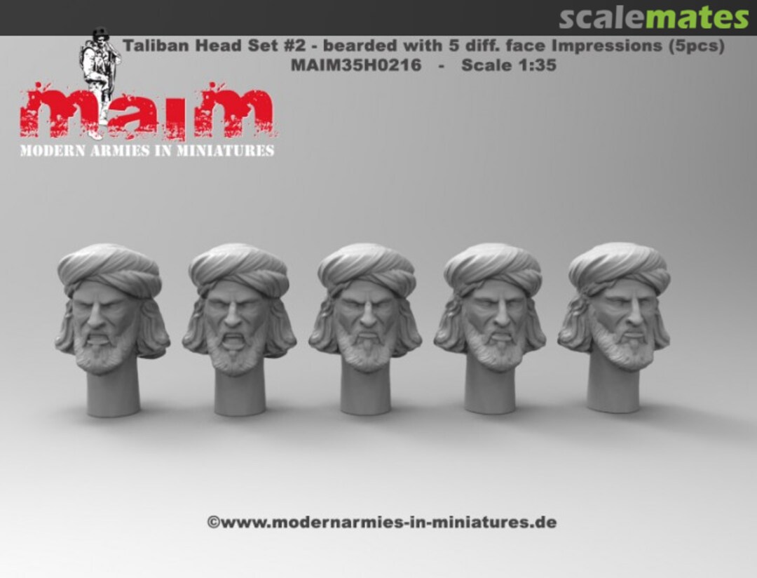 Boxart Taliban Head Set #2 - Bearded with 5 Diff. Face Impressions MAIM35H0216 MAiM Boxart Taliban Head Set #2 - Bearded with 5 Diff. Face Impressions MAIM35H0216 MAiM