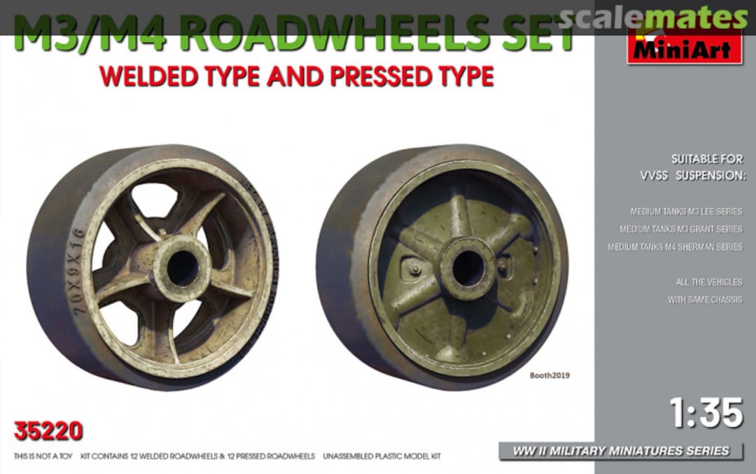 Boxart M3/M4 RoadWheels Set 35220 MiniArt Boxart M3/M4 RoadWheels Set 35220 MiniArt