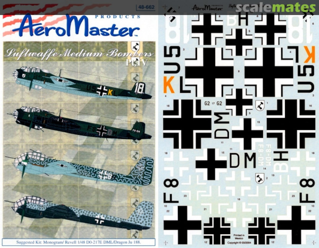 Boxart Luftwaffe Medium Bombers Pt. IV 48-662 AeroMaster Boxart Luftwaffe Medium Bombers Pt. IV 48-662 AeroMaster
