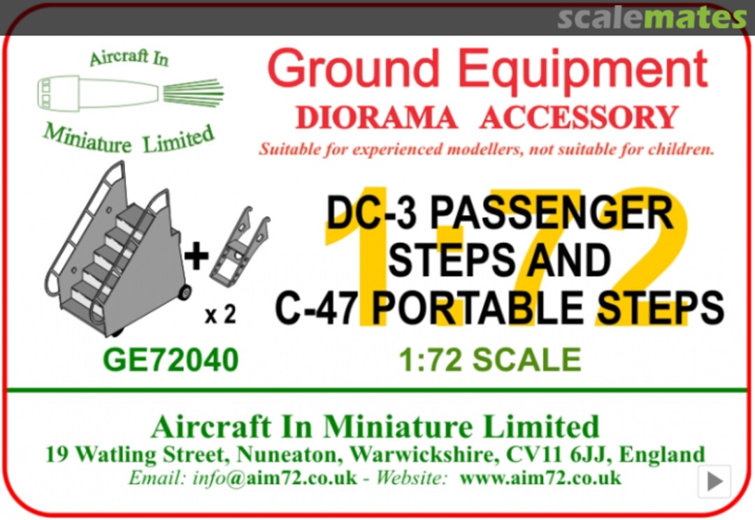 Boxart DC-3/C-47A Utility Steps & C-47 portable steps GE72041 Aircraft In Miniature Ltd Boxart DC-3/C-47A Utility Steps & C-47 portable steps GE72041 Aircraft In Miniature Ltd
