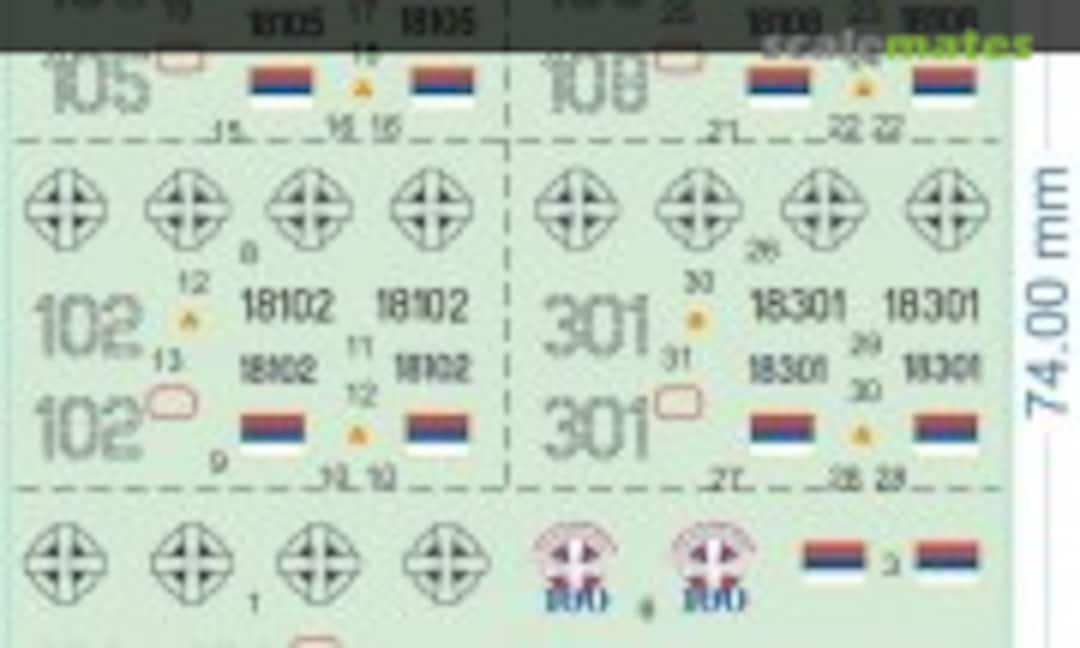 1:72 MiG29 Decals Serbian Air Force - Current Livery (Custom Hobby Decals 000811-S072) 000811-S072