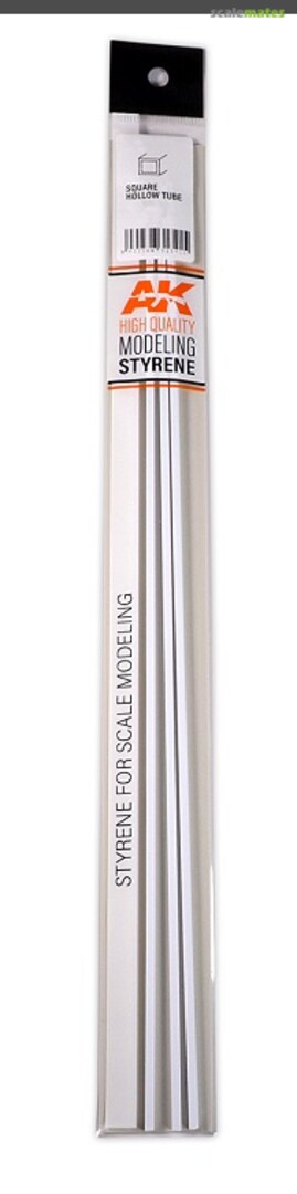 Boxart Styrene Square Hollow Tube 5.00 X 350mm (3 units) AK 6549 AK Interactive