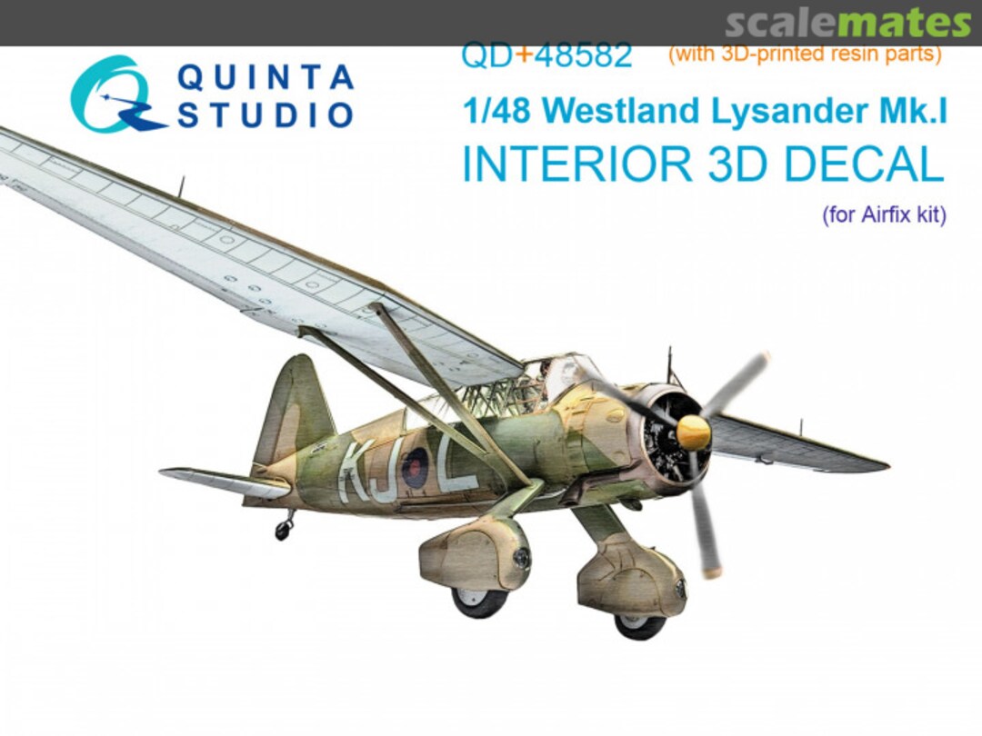 Boxart Westland Lysander Mk.I interior 3D decals (with 3D-printed resin parts) QD+48582 Quinta Studio Boxart Westland Lysander Mk.I interior 3D decals (with 3D-printed resin parts) QD+48582 Quinta Studio