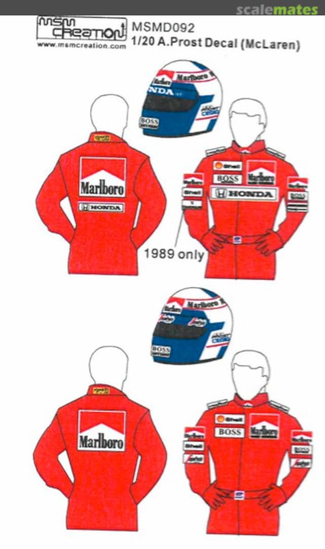 Boxart Alain Prost Decal (McLaren) MSMD092 MSM Creation Boxart Alain Prost Decal (McLaren) MSMD092 MSM Creation