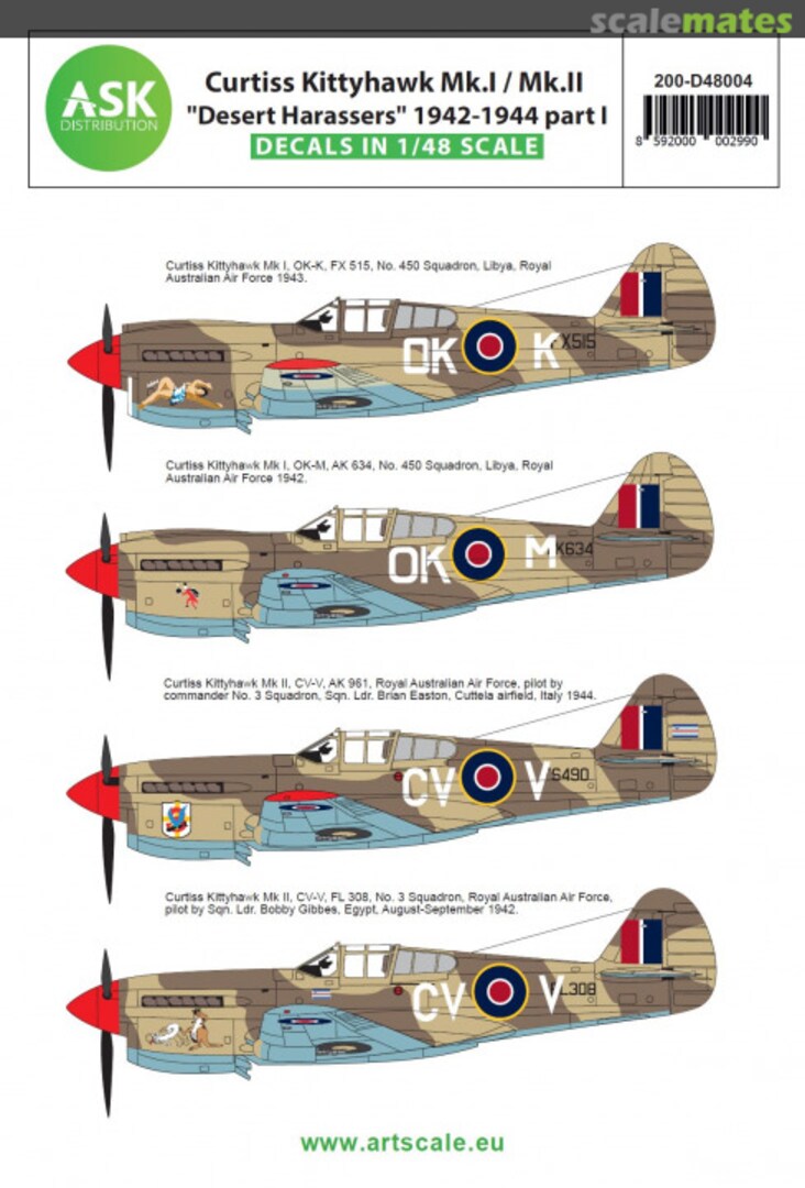 Boxart Curtiss Kittyhawk Mk.I / Mk.II 200-D48004 ASK Boxart Curtiss Kittyhawk Mk.I / Mk.II 200-D48004 ASK