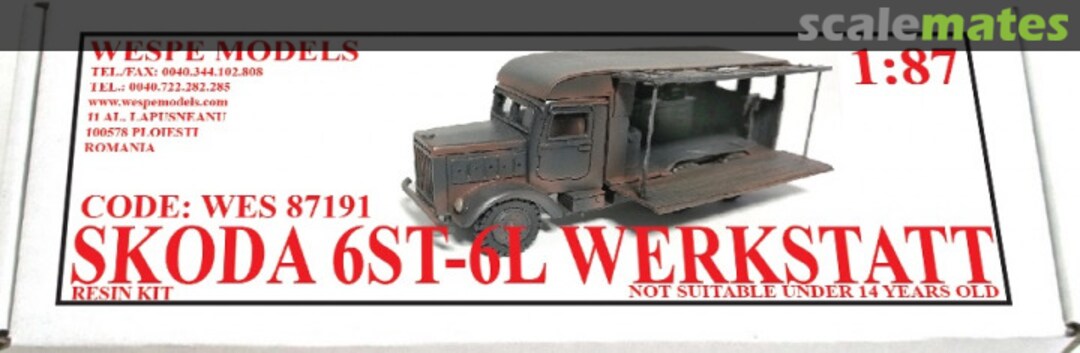 Boxart Skoda 6ST6-L Werkstatt WES 87191 Wespe Models Boxart Skoda 6ST6-L Werkstatt WES 87191 Wespe Models