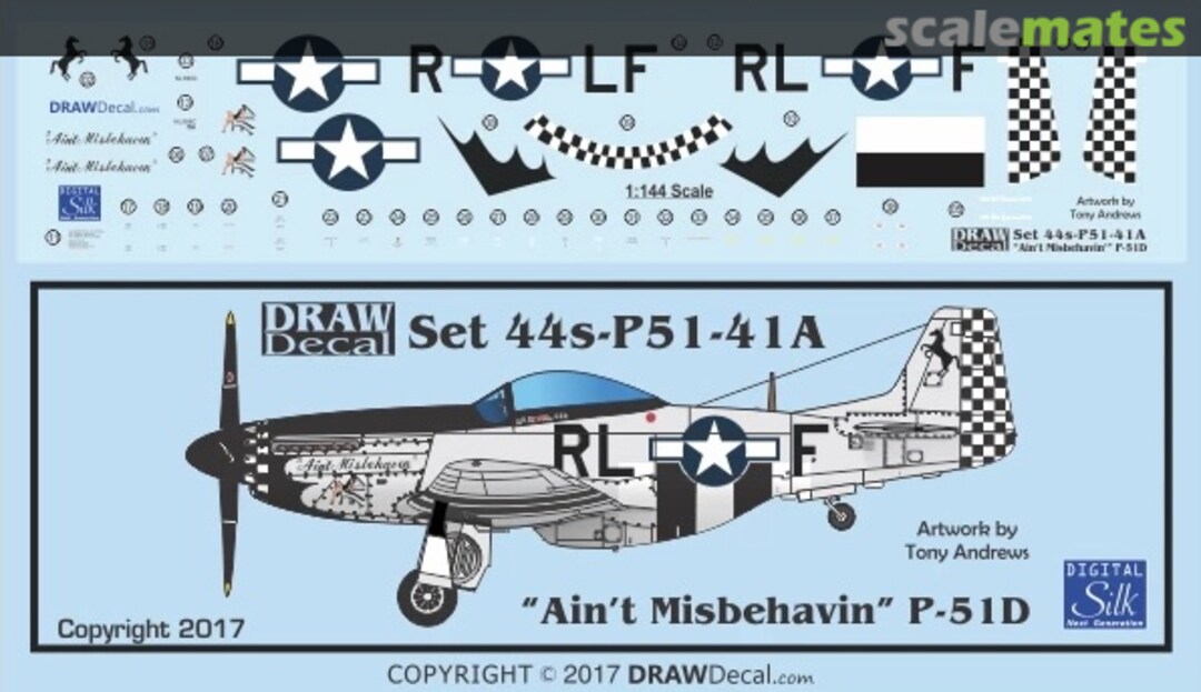 Boxart P-51D “Ain’t Misbehavin” 44-P51-41A Draw Decal Boxart P-51D “Ain’t Misbehavin” 44-P51-41A Draw Decal