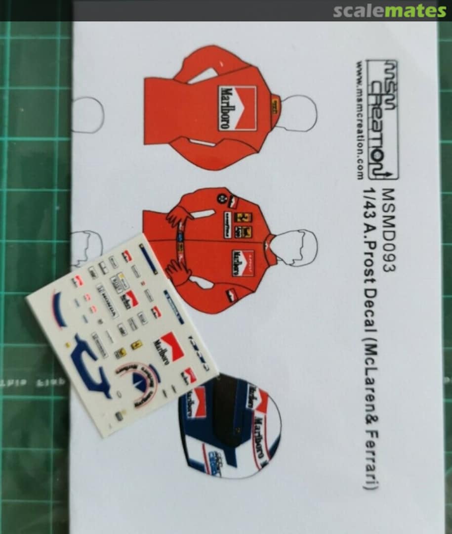 Boxart Alain Prost Decal (McLaren & Ferrari) MSMD093 MSM Creation Boxart Alain Prost Decal (McLaren & Ferrari) MSMD093 MSM Creation