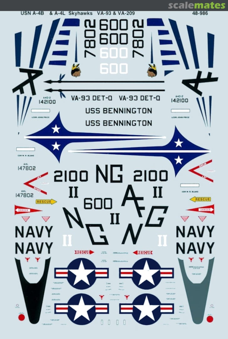 Boxart USN A-4B & A-4L Skyhawks 48-986 SuperScale International Boxart USN A-4B & A-4L Skyhawks 48-986 SuperScale International