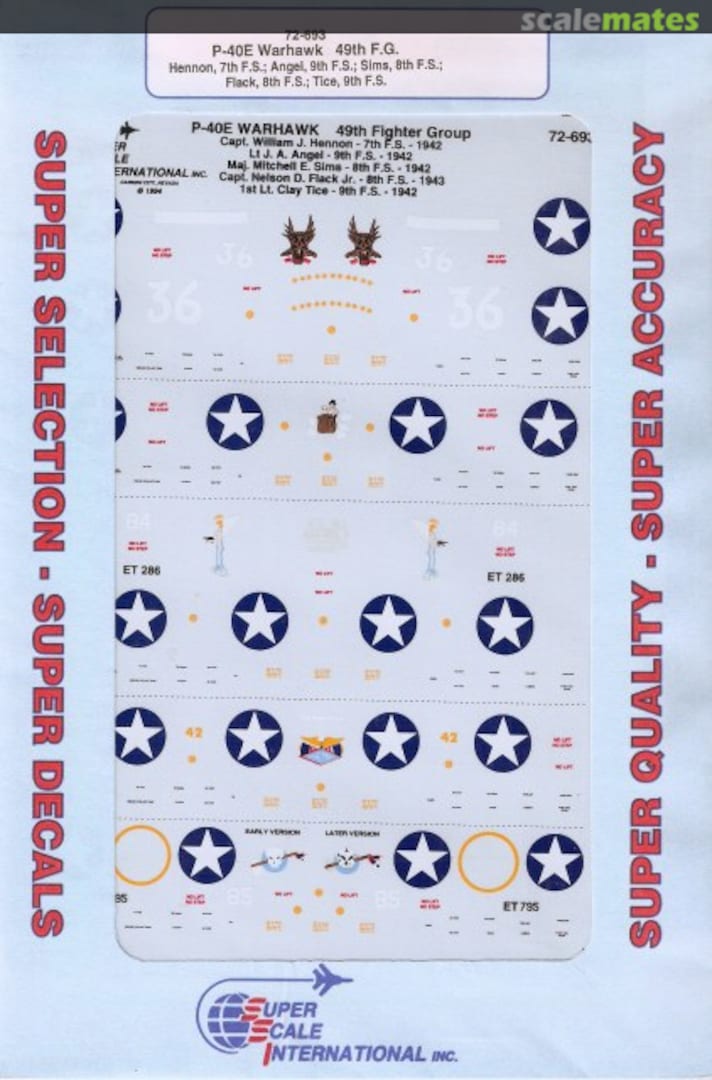Boxart P-40E Warhawk 49th FG 72-693 SuperScale International Boxart P-40E Warhawk 49th FG 72-693 SuperScale International