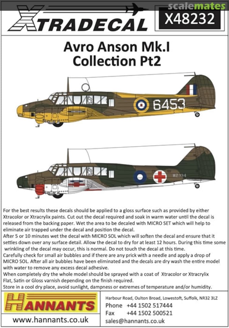 Boxart Avro Anson Mk.I Collection Pt. 2 X48232 Xtradecal Boxart Avro Anson Mk.I Collection Pt. 2 X48232 Xtradecal