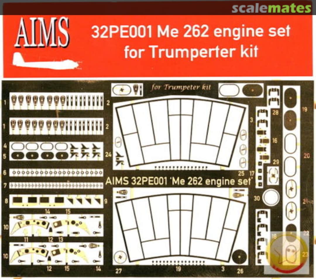 Boxart Messerschmitt Me-262 engine PE set 32PE001 AIMS