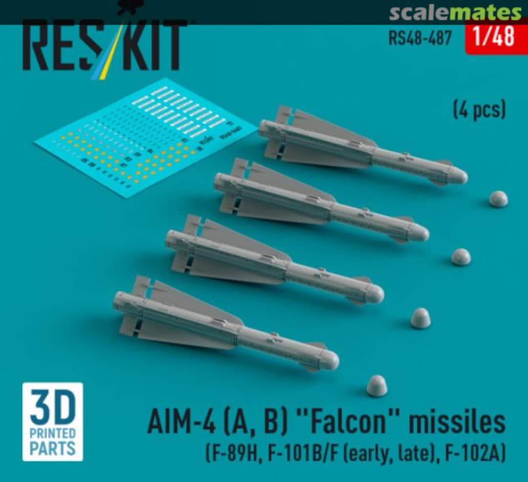 Boxart AIM-4 (A, B) Falcon missiles (4 pcs) RS48-0487 ResKit Boxart AIM-4 (A, B) Falcon missiles (4 pcs) RS48-0487 ResKit