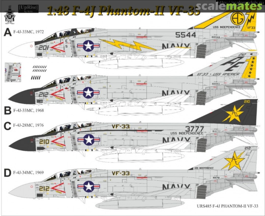 Boxart F-4J Phantom-II VF-33 (no stencils) URS485 UpRise Decal Boxart F-4J Phantom-II VF-33 (no stencils) URS485 UpRise Decal
