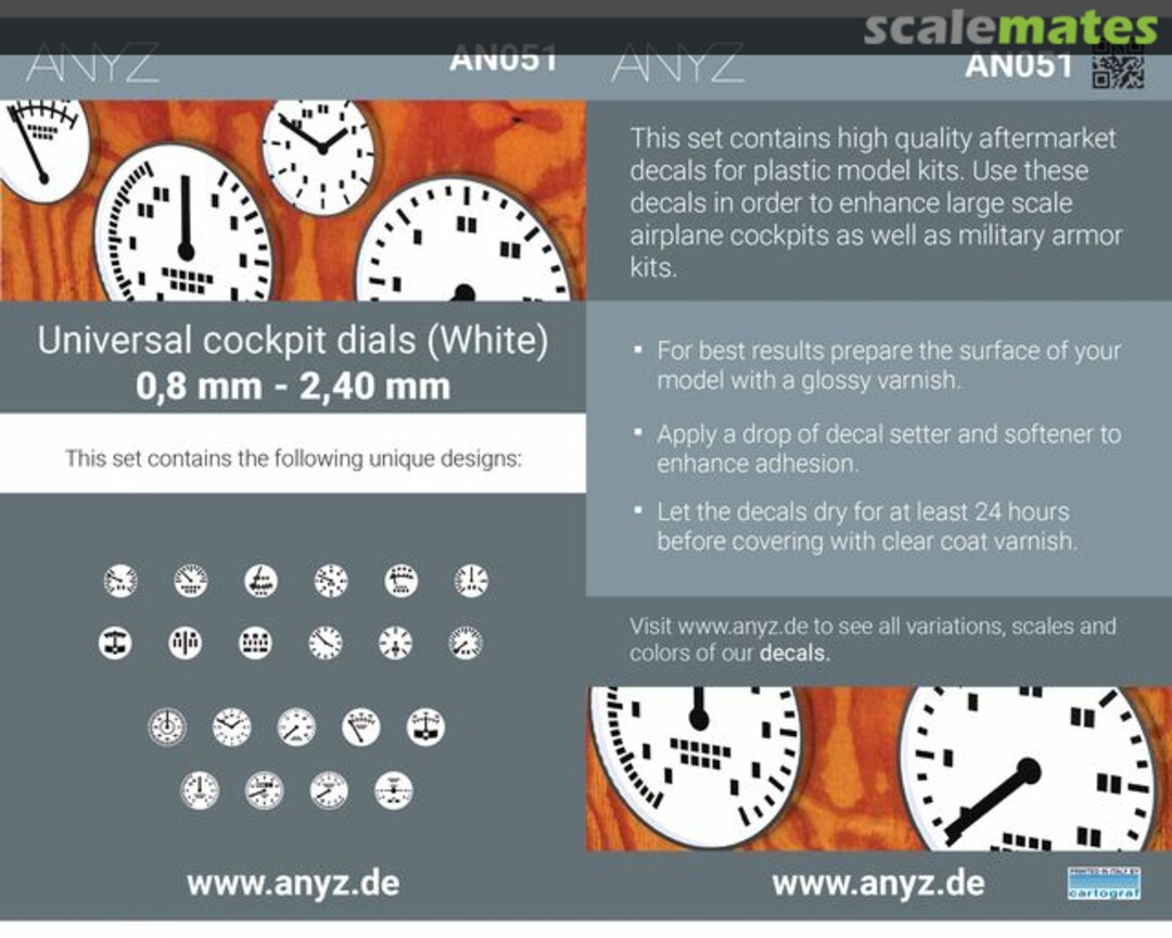 Boxart Universal cockpit dials (White) 0,8 mm - 2,40 mm AN051 ANYZ