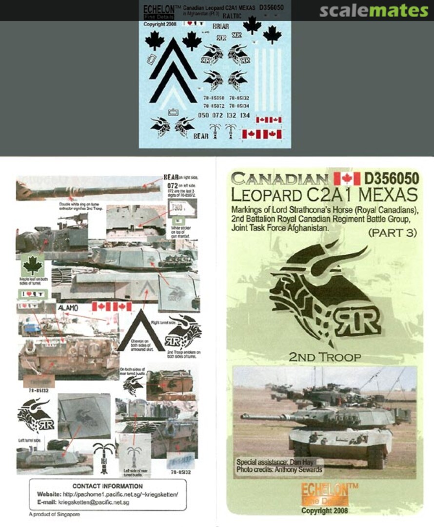 Boxart Canadian Leopard C2A1 Mexas Markings (Part 3) D356050 Echelon Fine Details Boxart Canadian Leopard C2A1 Mexas Markings (Part 3) D356050 Echelon Fine Details