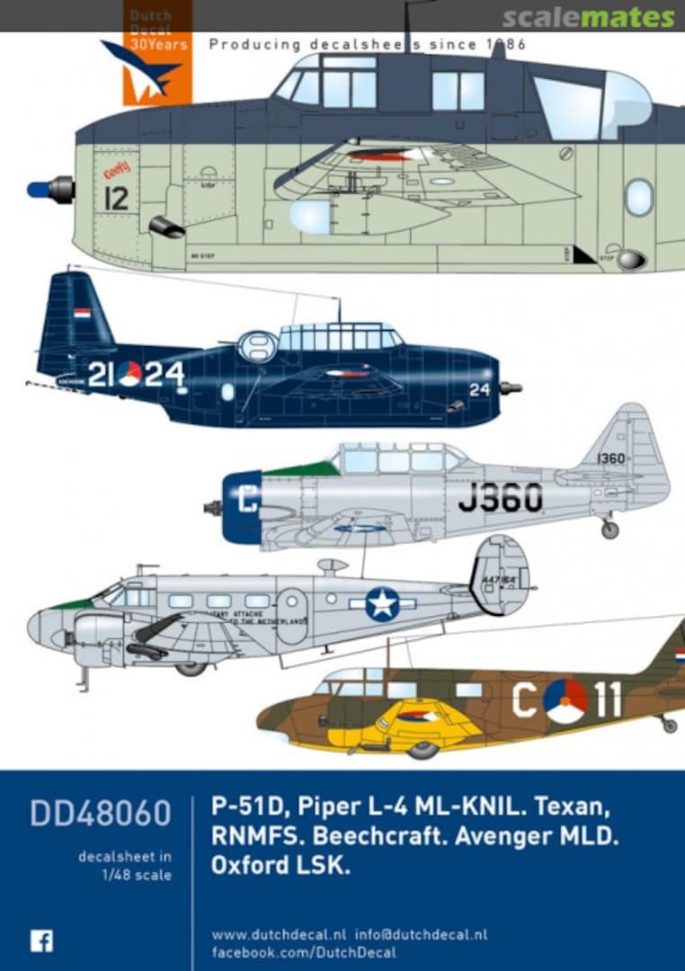 Boxart Avenger, P-51D, Texan, TC-45 Beechcraft, Oxford DD48060 Dutch Decal Boxart Avenger, P-51D, Texan, TC-45 Beechcraft, Oxford DD48060 Dutch Decal
