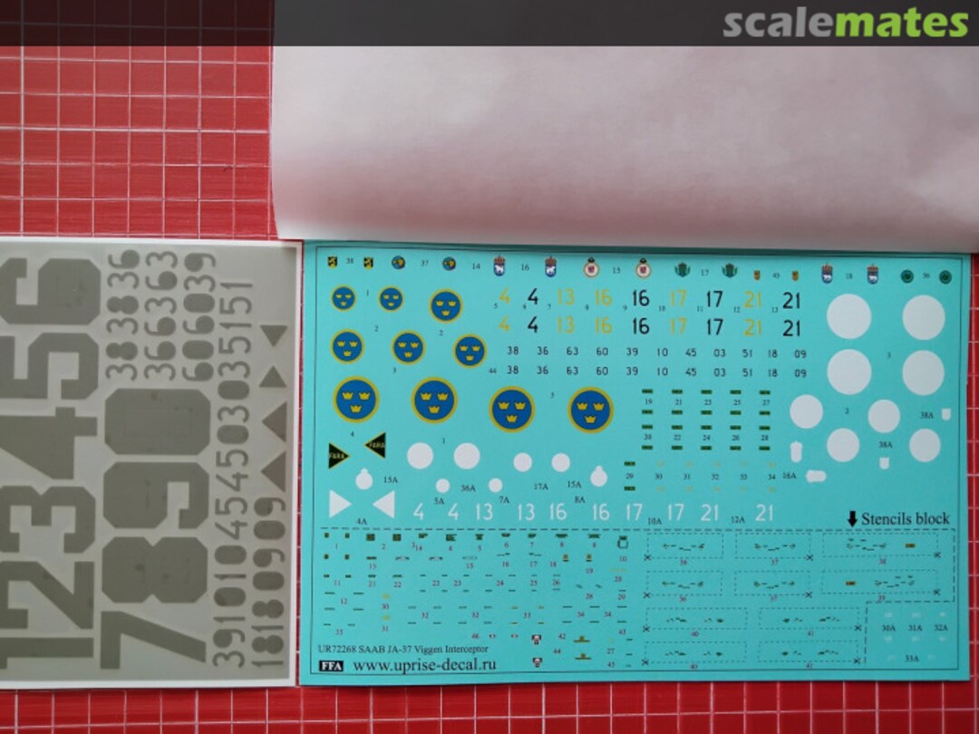 Contents SAAB JA37 Interceptor Viggen with stencils UR72268 UpRise Decal Contents SAAB JA37 Interceptor Viggen with stencils UR72268 UpRise Decal