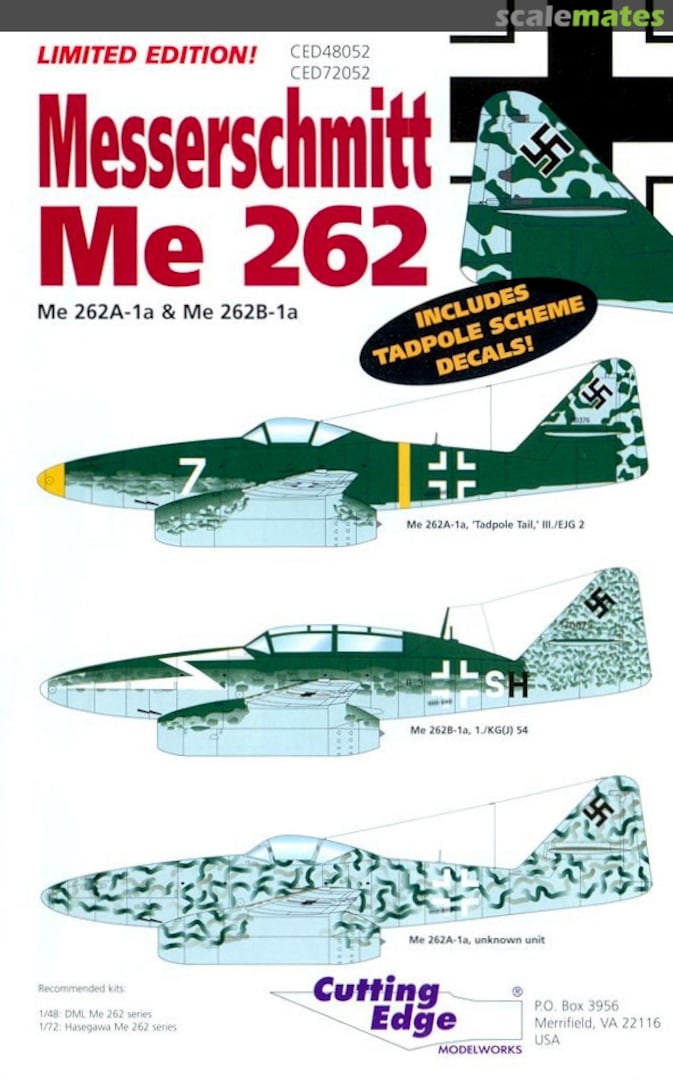 Boxart Messerschmitt Me 262 CED48052 Cutting Edge Modelworks Boxart Messerschmitt Me 262 CED48052 Cutting Edge Modelworks