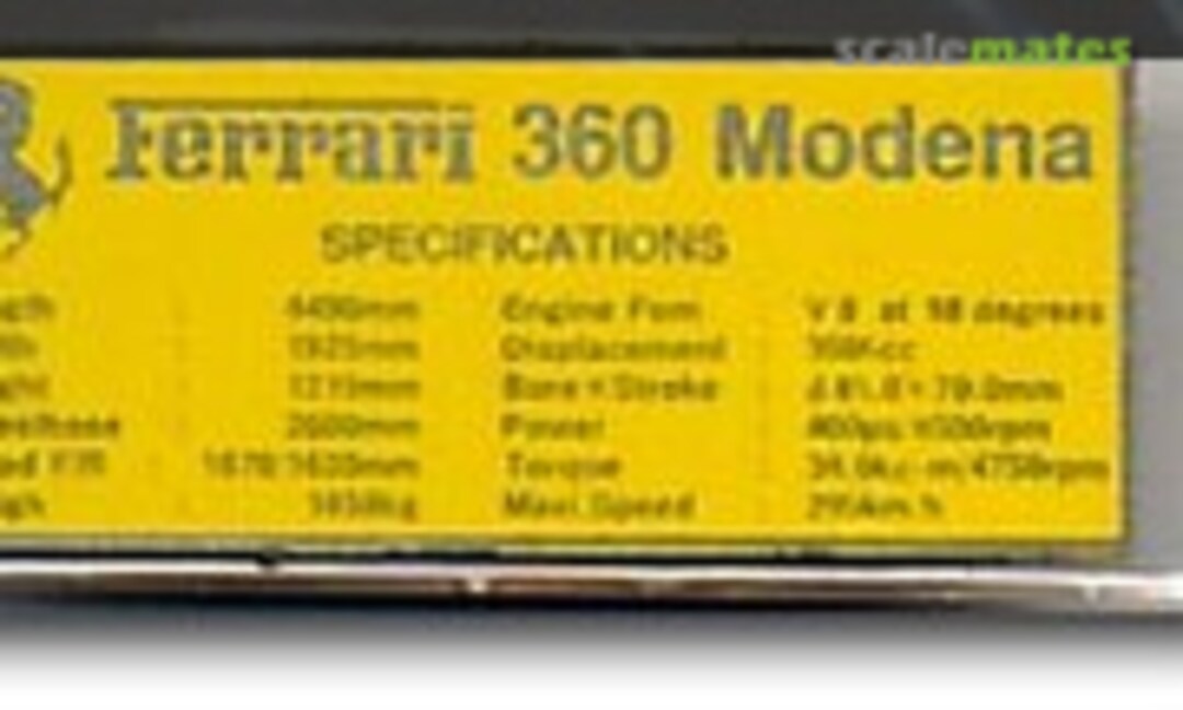 1:24 Ferrari 360 Modena Specification Plate (Acu-Stion ACS2492) ACS2492