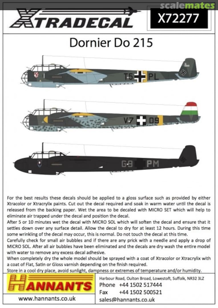 Boxart Dornier Do-215B-1/Do-215B-2/Do-215B-4/Do-215B-5 X72277 Xtradecal Boxart Dornier Do-215B-1/Do-215B-2/Do-215B-4/Do-215B-5 X72277 Xtradecal