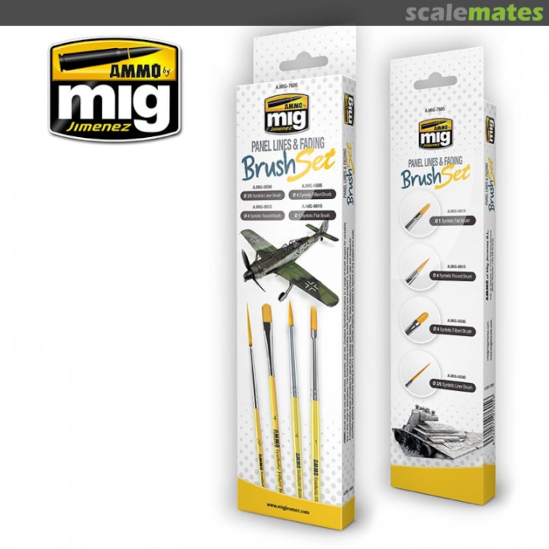 Boxart Brush Set - Panel Lines and Fading A.MIG-7605 Ammo by Mig Jimenez Boxart Brush Set - Panel Lines and Fading A.MIG-7605 Ammo by Mig Jimenez