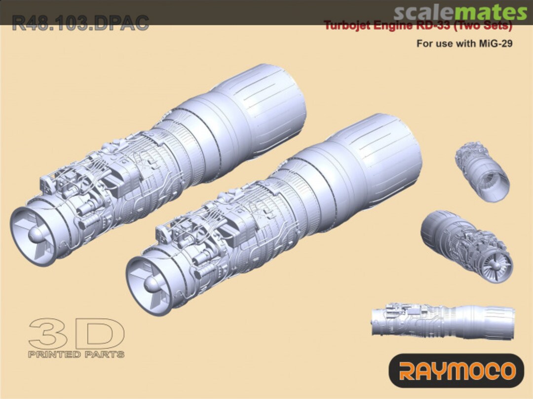 Boxart Turbojet Engine RD-33 (2 Sets) for use with MiG-29 R48.103.DPAC Raymoco Boxart Turbojet Engine RD-33 (2 Sets) for use with MiG-29 R48.103.DPAC Raymoco