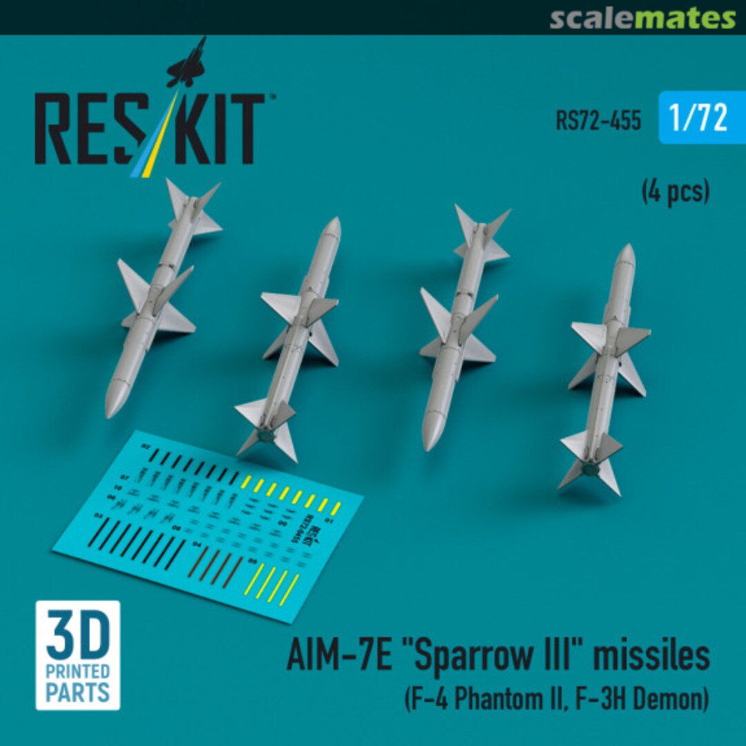 Boxart AIM-7E Sparrow III missiles (4 pcs) RS72-0455 ResKit Boxart AIM-7E Sparrow III missiles (4 pcs) RS72-0455 ResKit