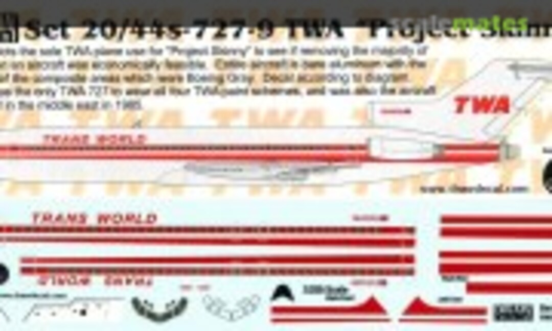 1:200 TWA 727 "Project Skinny" (Draw Decal 20-727-9) 20-727-9