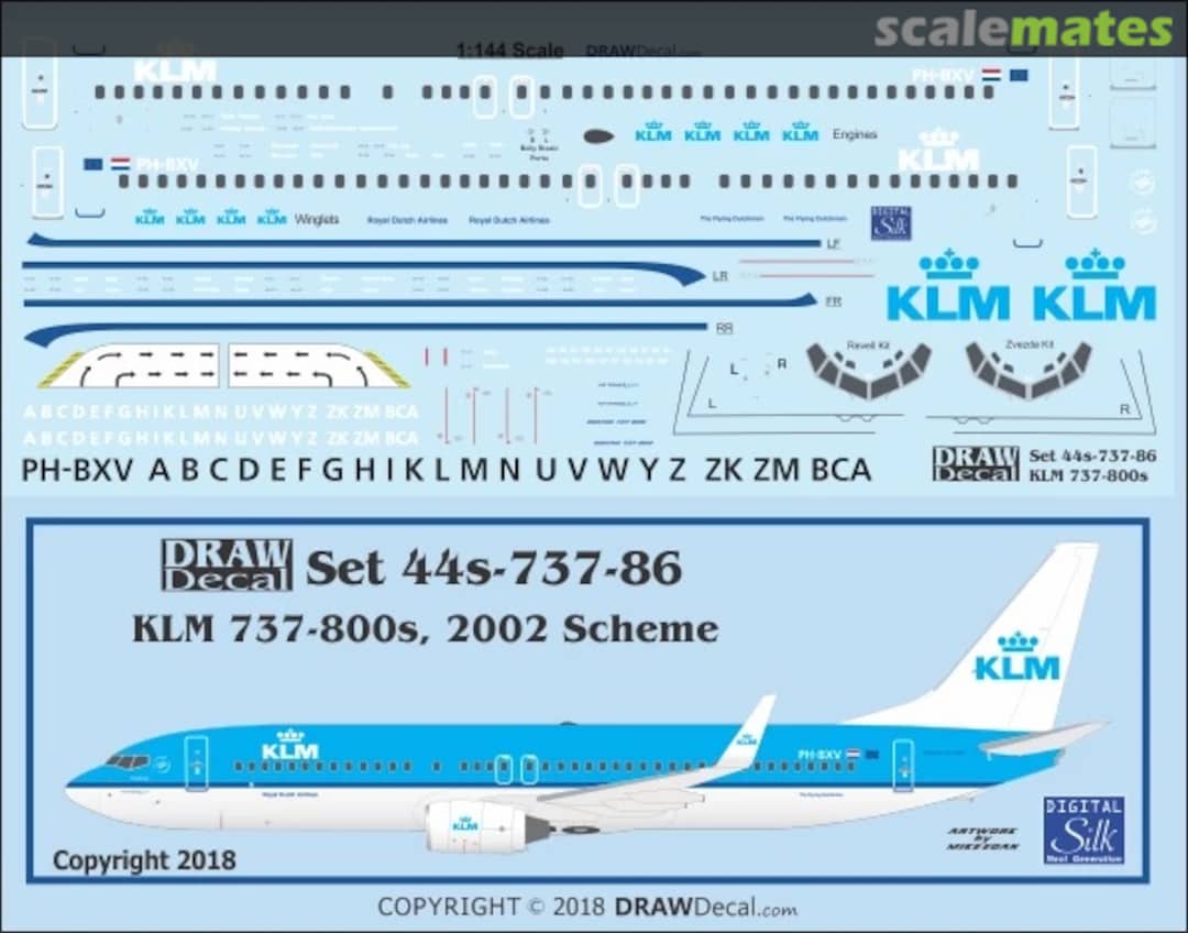 Boxart KLM 737-800s, 2002 Scheme 72-737-86 Draw Decal Boxart KLM 737-800s, 2002 Scheme 72-737-86 Draw Decal