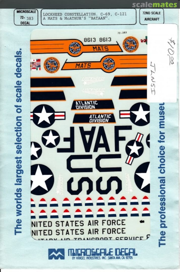 Boxart Lockheed Constellation C-69, C-121 72-383 Microscale Boxart Lockheed Constellation C-69, C-121 72-383 Microscale